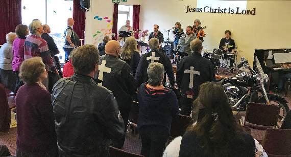 Bikers rock up for morning worship