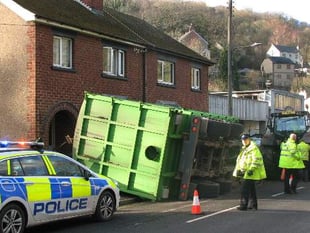 Eight tonne trailer ploughs into house