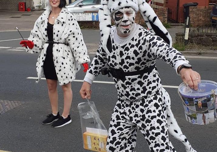Martin and his daughter Natalie as Cruella De Ville and a dalmation