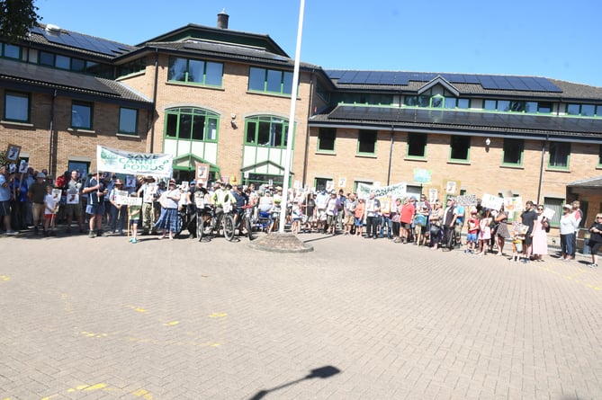 The group marched from the Forest of Dean District Council offices to Forestry England’s Bank House