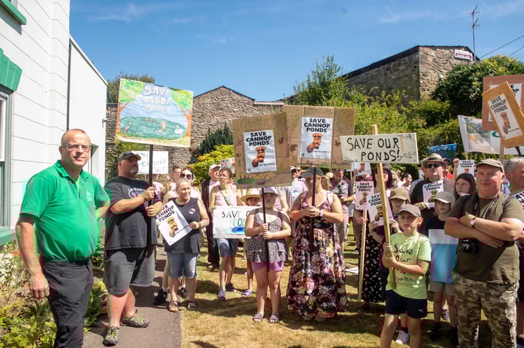 Forestry England’s Kevin Stannard met with protesters outside Bank House in Coleford