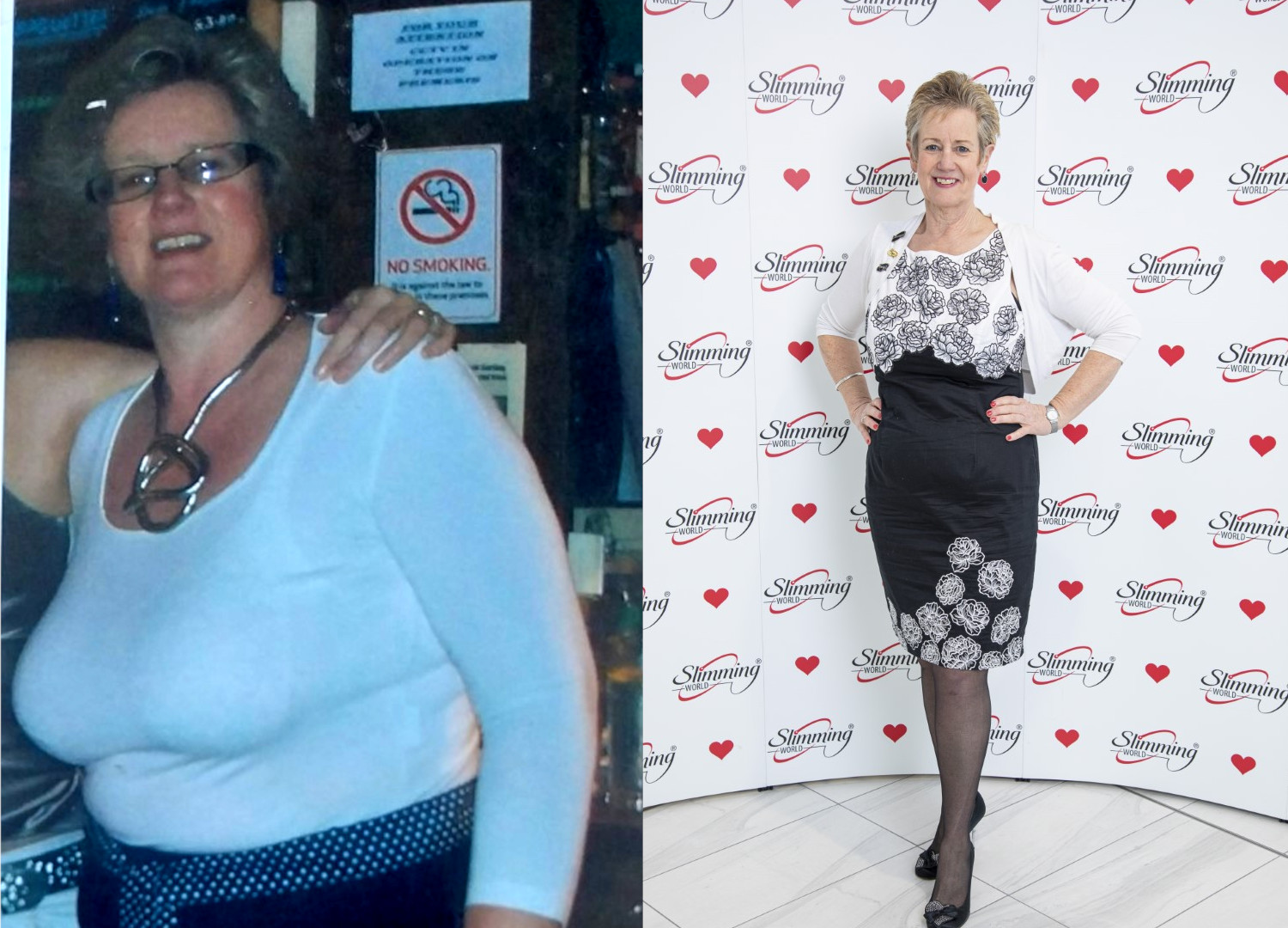 A before-and-after pic of Debra Maloney