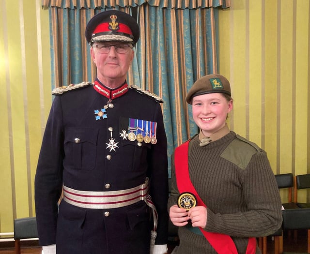 Lydney cadet Olivia honoured by Lord Lieutenant of Gwent