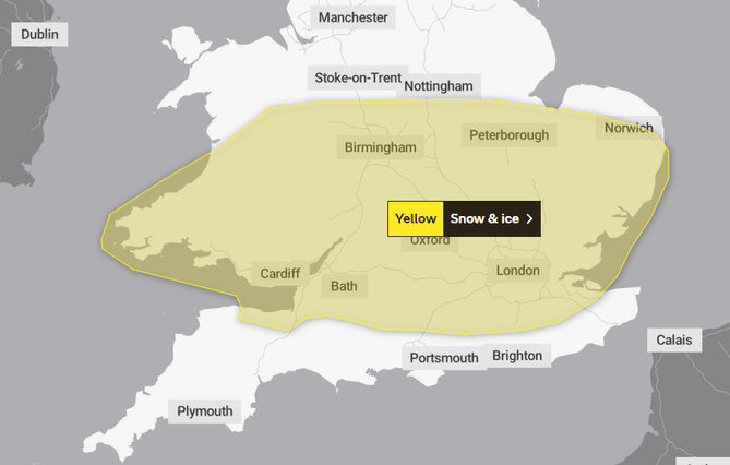 Hereford Highways yellow warning map