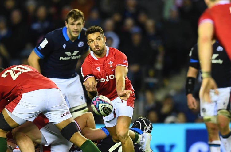 11.02.23 - Scotland v Wales - Guinness Six Nations 2023 -
Rhys Webb of Wales gets the ball away.