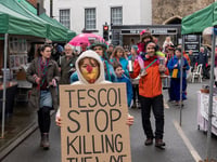 'Wye oh Wye, Tesco?' - campaigners protest poultry farming
