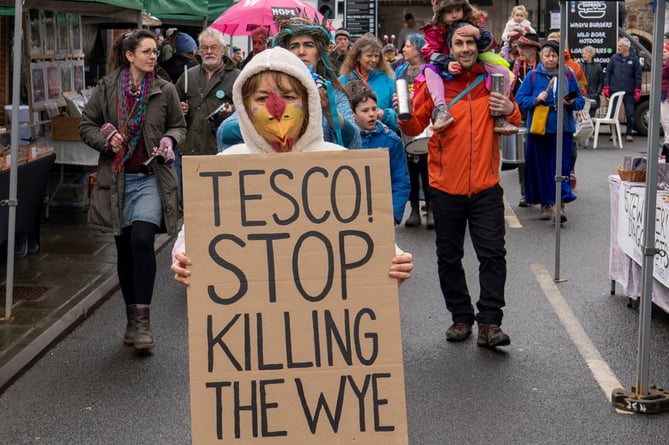 Protestors marched through Chepstow to highlight the plight of the River Wye