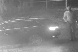 The man pictured in the CCTV images arrived in what is thought to be a black Audi A4 estate car, it appears from the images there were other people in the car
