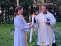 Memorial garden provides fitting backdrop for a Easter Sunday service