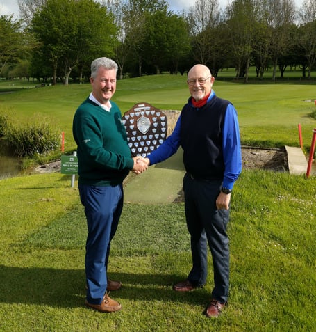 Captain Richard Keeble presents the Captain's Shield to his Vic Captain Alan Bridges