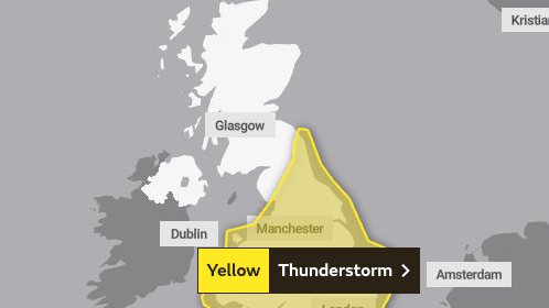 Yellow and Amber warnings issued for Sunday thunderstorms | theforester ...