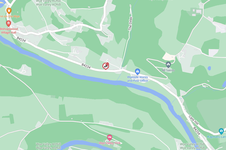 Map of a road closure location