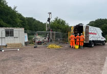 Drilling rigs and floating pontoon at Cannop for ground investigation