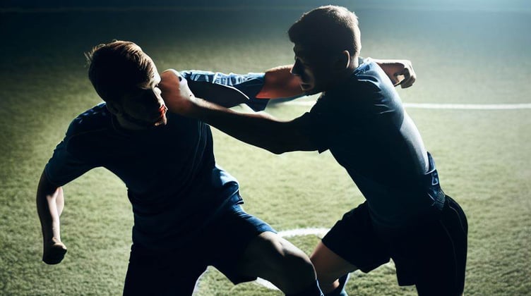 Footballers fighting