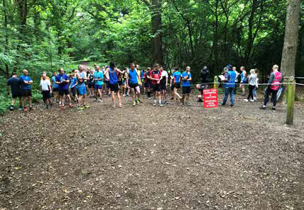 The runners gear up at the starting point