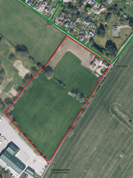 An aerial view of the site in Yorkley