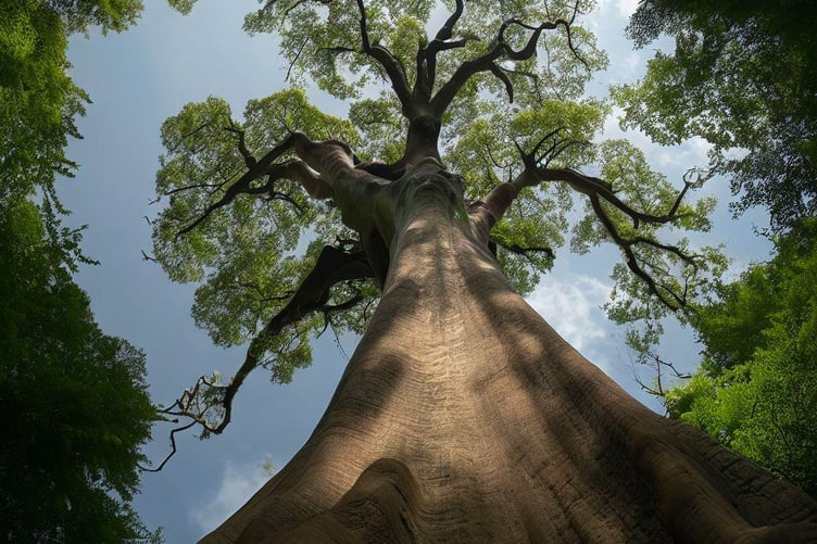 AI generated image looking up at a 17m tree