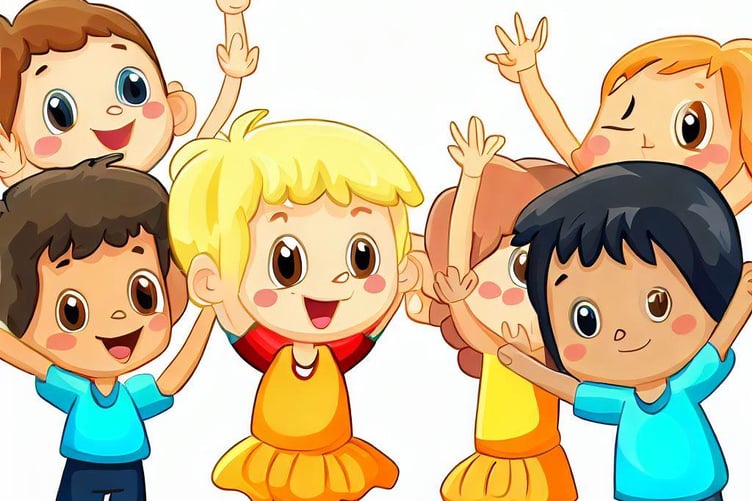 An AI cartoon of children celebrating