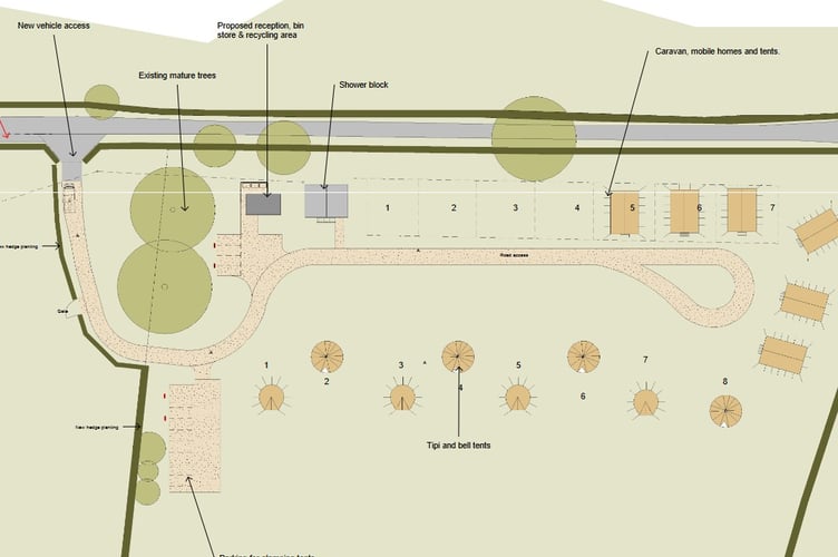 A plan of the proposed campsite in Yorkley Wood Road