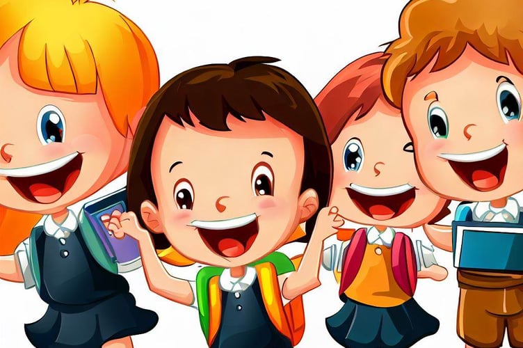 Happy school children