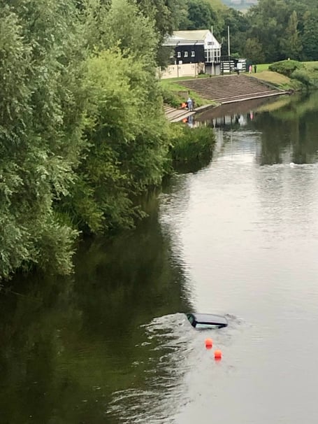 This car rolled into the river on the Monmouth old town steps
