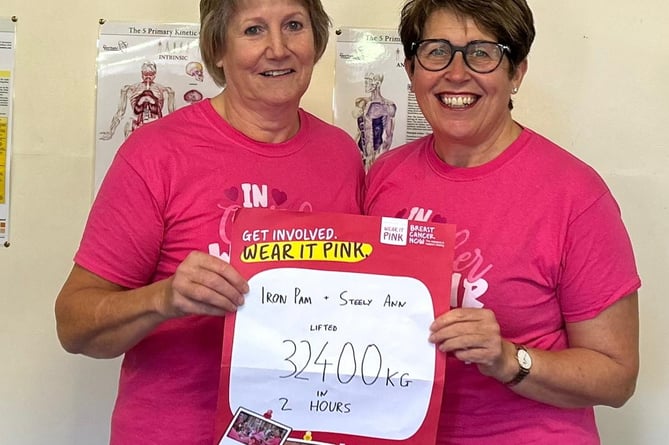 Pam Bendall and Ann Durham lifted weights totalling 32,400kgs to raise funds for Breast Cancer Now