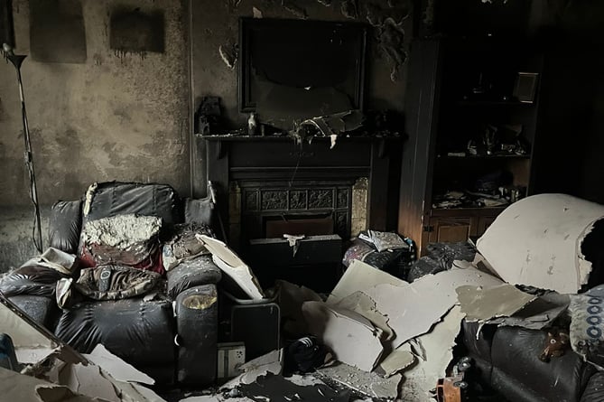 The inside of Chris's home following the fire