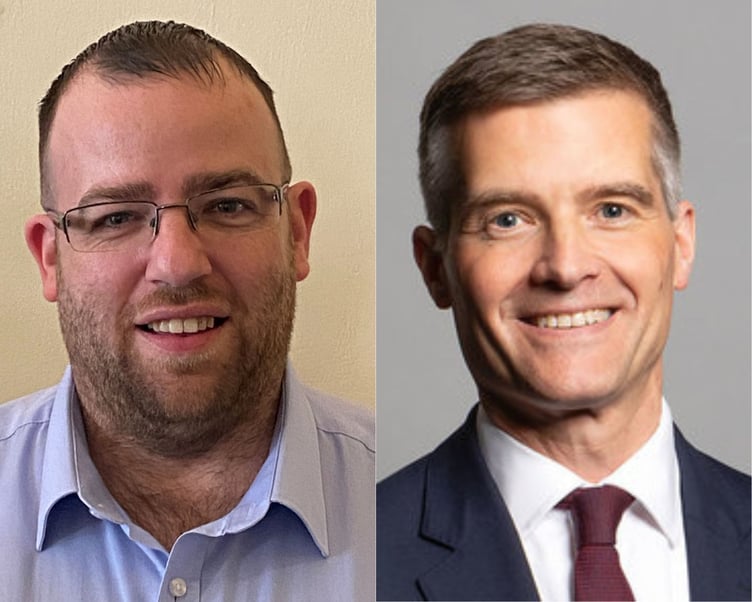 Cllr Matt Bishop (left) has called out Forest MP Mark Harper over his comments on the Green-led Forest Council's proposed hike in parking charges