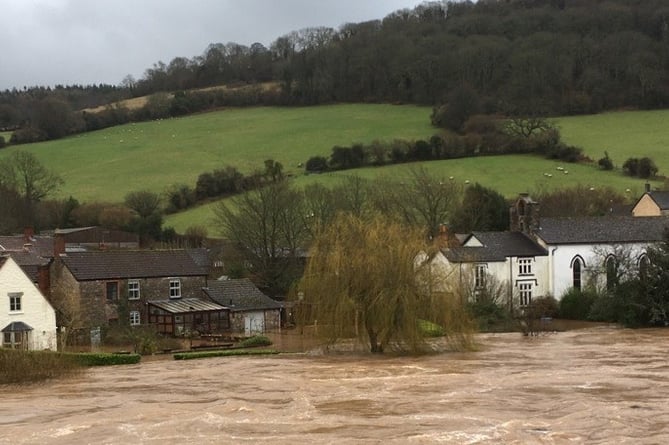 Flash flooding at Brockweir in 2020. Picture: Environment Agency.