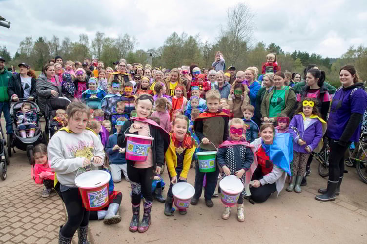 The superheroes at the start of the walk.