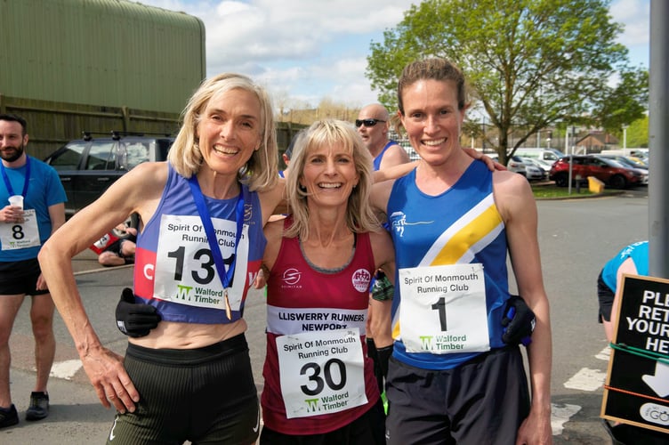 The three fastest women in the race included Spirit's Katie Adams, right