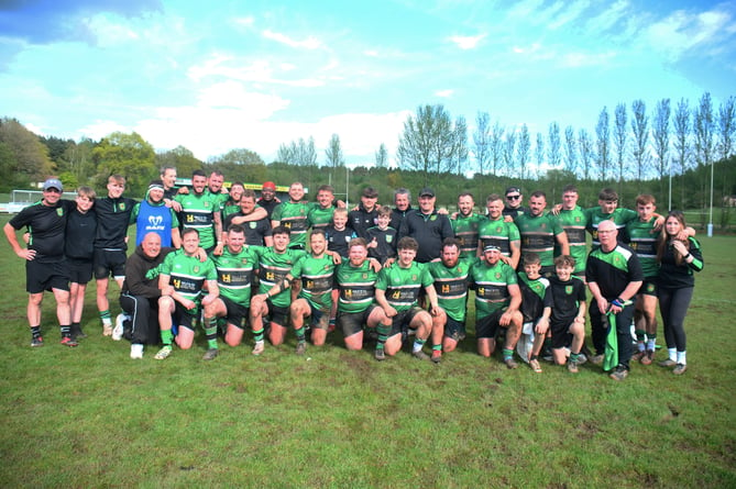 Drybrook celebrate after reaching the final of the Papa John's Cup