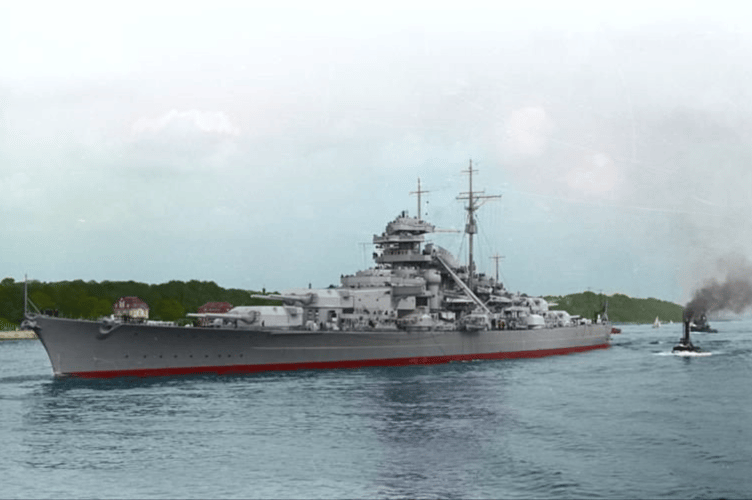The Bismarck on her way to sea