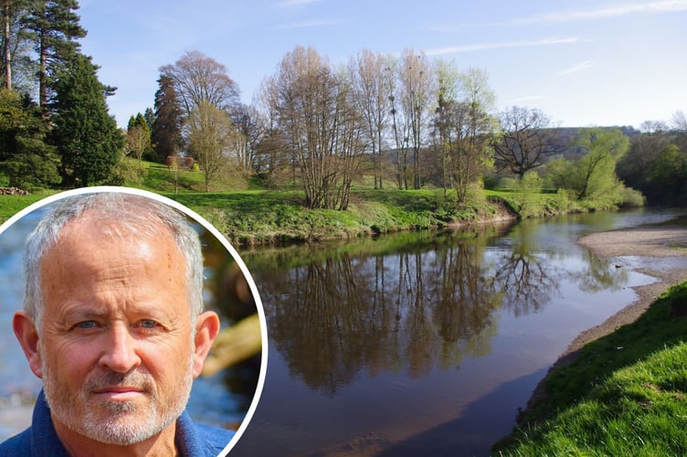 River Action UK chairman Charles Watson, and the rive Wye at Bredwardine
