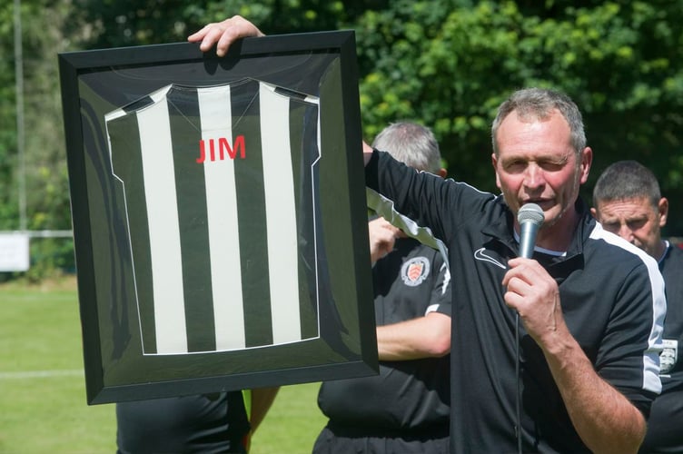 Keith Wilks with the specially-made shirt.