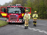Fire crews test their skills in a flat fire scenario 