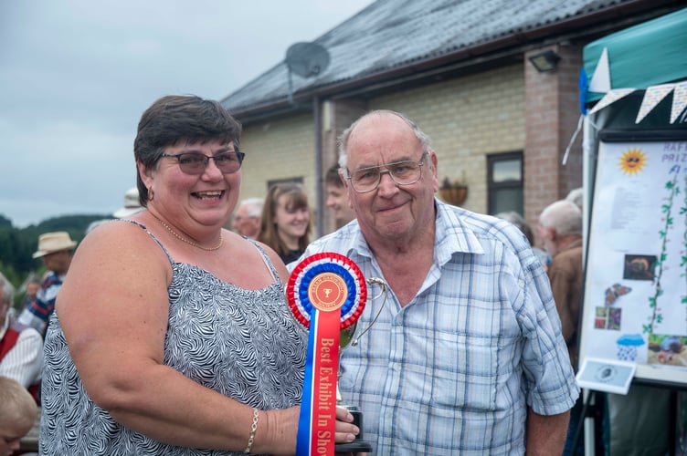 The cup for best  overall exhibit went to Julie Sparkes. It was presented on her behalf to his mum Sue and grandfather Godfrey Pensom.