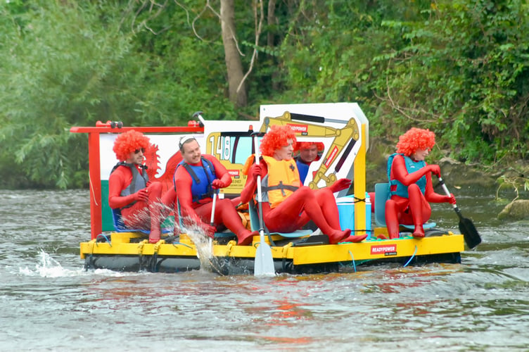 Red rubber suits were the order of the day for these rafters