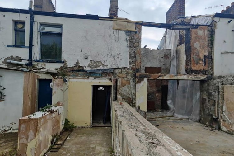 The explosion-damaged Grade II-listed house in Chepstow