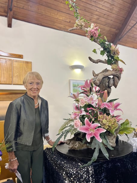 Beryl Griffiths with the pink finale