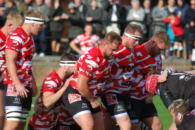 Lydney's scrum was dominant all afternoon. Picture: Roger Pike.