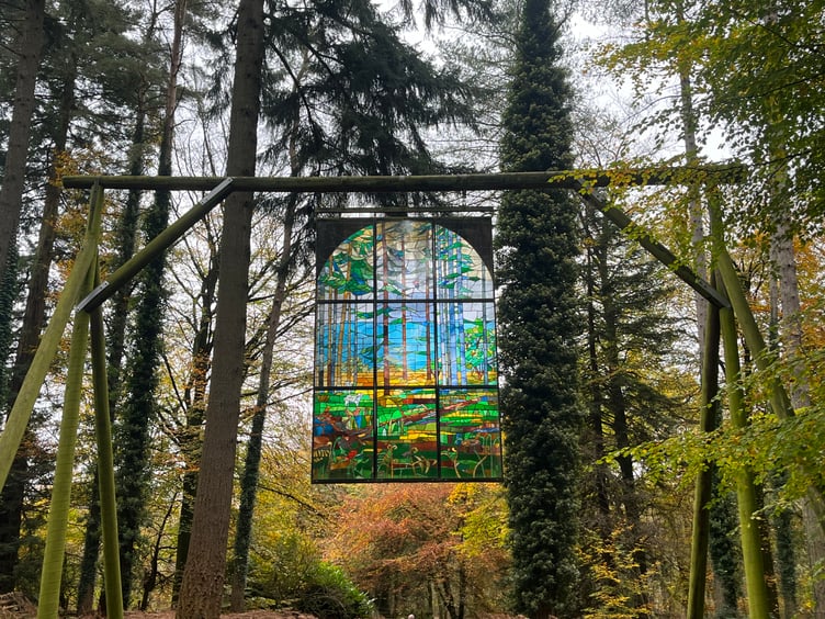 Stained glass window near Speech House