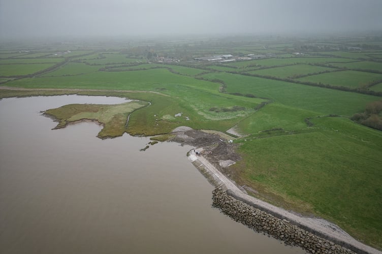 The area near the River Severn where EDF plan to create a saltmarsh habitat. Photo released November 10 2024. Farmers, locals and business owners say their 'lives will be destroyed' by 'crazy' plans to flood 1,500 acres - to compensate for fish lost to a nuclear power plant. EDF Energy wants to use land and properties to create a saltmarsh habitat - to mitigate the environmental impact of Hinkley Point C. The power plant currently being built in Somerset will ingest and kill 44 tonnes of fish a year. EDF wants to âmitigateâ the death of the fish and its carbon impact by creating the saltmarsh at one of four sites along the River Severn.
