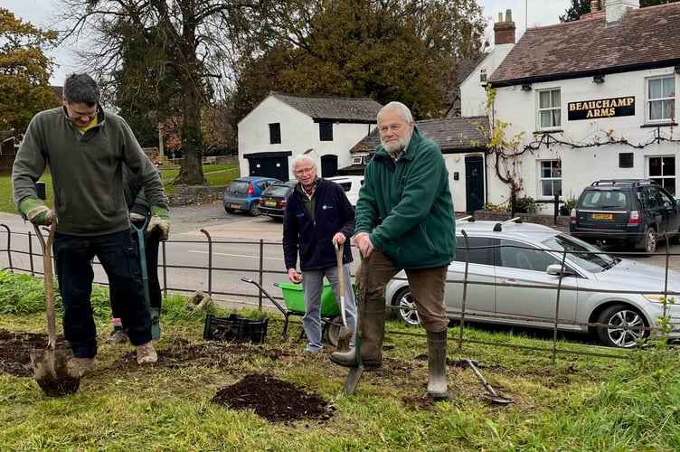 Volunteers working opposite the Beaufortt Arms.