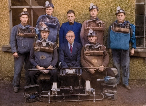 Number 5 Brigade at the Forest of Dean Rescue Station I'n Cinderford pictured in 1948. On the picture are D J Howley. R O Kibble, J F Jones, J Crook, L A Evans, G H Rogers (Capt), A B Clifford and G W Teague
