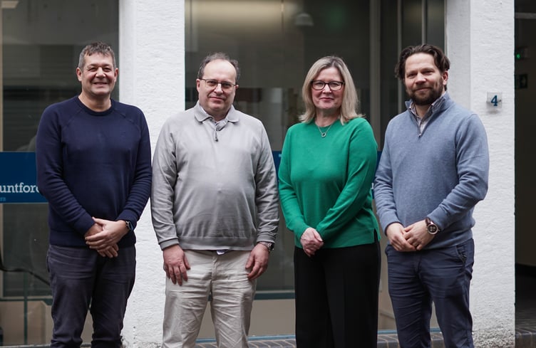 Director Simeon Chapman, Group Managing Director Gordon Hazelton, Account Executive Michelle Howells from the new Lydney Office and Director Jake Mountford announce the recent acquisition of White Knight Group’s customer book of business.