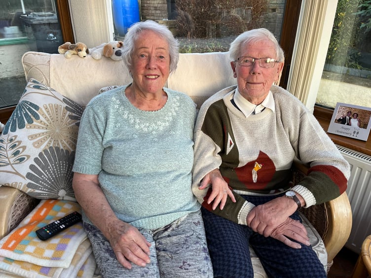 Margaret and Graham Taswell share a happy smile celebrating being married for 75 years.