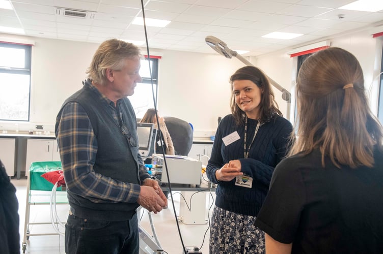 Veterinary nursing lecturer Lizzie Bradley-Covey with Martin Clunes.

