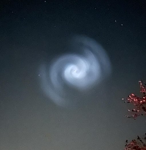 SpaceX rocket causes sky spiral
