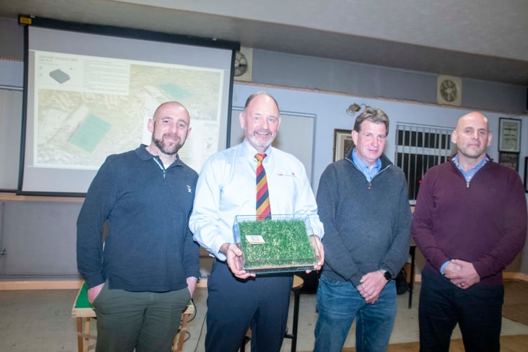 Pete Bell and Rob Beavis (centre) of Cinderford RFC with Phil Greenway (left) and Jason Douglas.